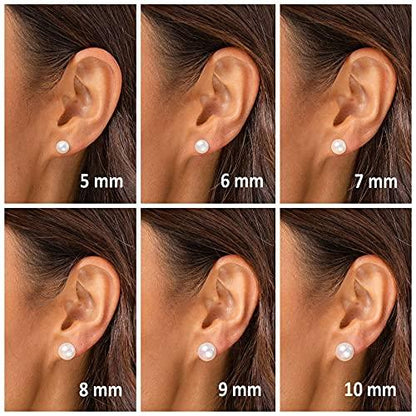 14K Gold Freshwater Cultured White Button Pearl Stud Earrings - Lasercutwraps Shop