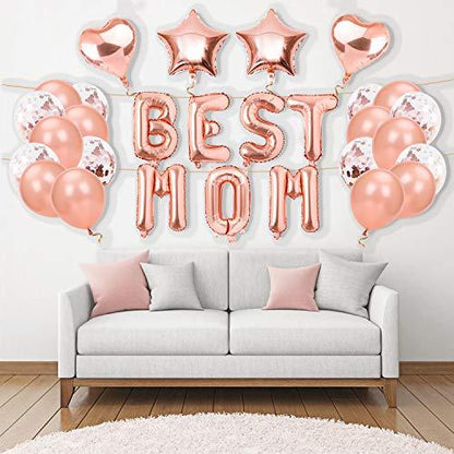 39PCS Rose Gold Mothers Day Balloons Set 16 Inch Letter Balloon Banner for Mothers Day Party Decorations - Lasercutwraps Shop