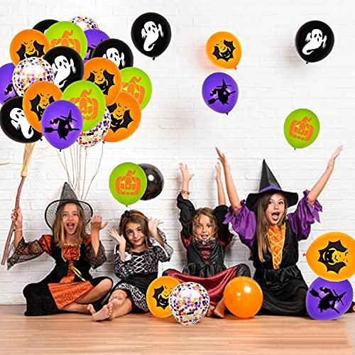 62PCS Halloween Party Balloons Decorations, 12 Inch Black Orange Purple Green Confetti Balloons for Kids Halloween Birthday Bachelorette Party Decorations Supplies - Lasercutwraps Shop