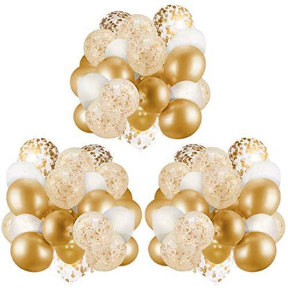 60 Pack Gold Balloons + Gold Confetti Balloons w/Ribbon | Balloons Gold | Gold Balloon | Gold Latex Balloons | Golden Balloons - Lasercutwraps Shop