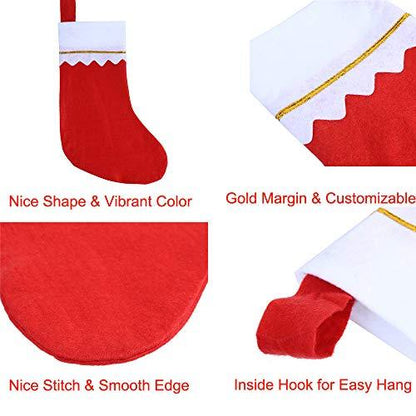 12pcs Red Felt Christmas Stockings 15" Party Favors Stockings for Xmas Decoration - Lasercutwraps Shop