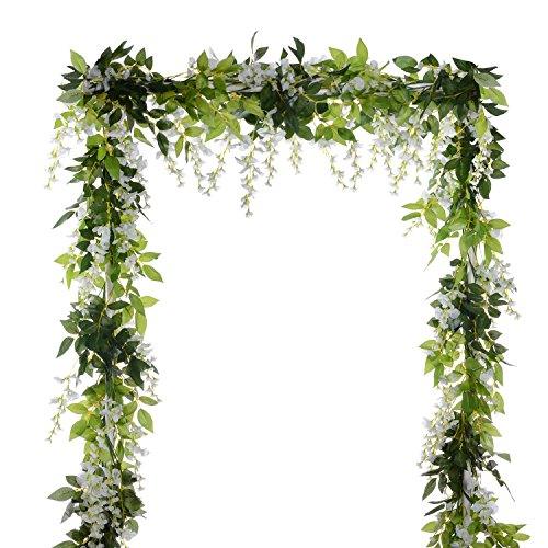 4Pcs 6.6Ft/Piece Artificial Flowers Silk Wisteria Garland for Outdoor Wedding Arch Floral Decor - Lasercutwraps Shop