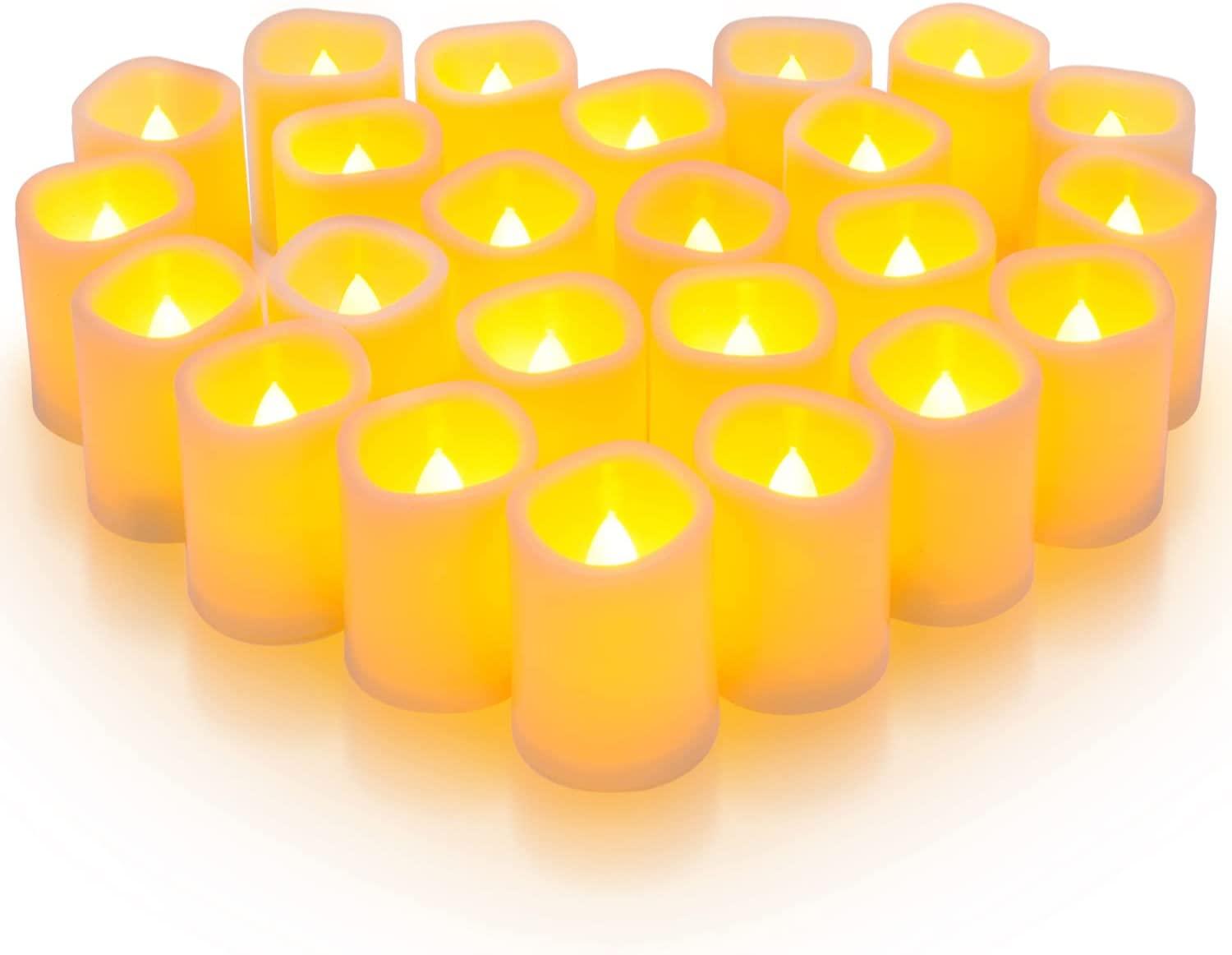 24Pack Flickering Flameless Votive Candles, Long Lasting Electric Fake Candles - Lasercutwraps Shop