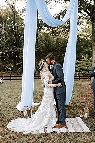 Baby Blue Wedding Arch Draping Fabric 2 Panel Chiffon Fabric Drapery Wedding Ceremony Decorations - Lasercutwraps Shop