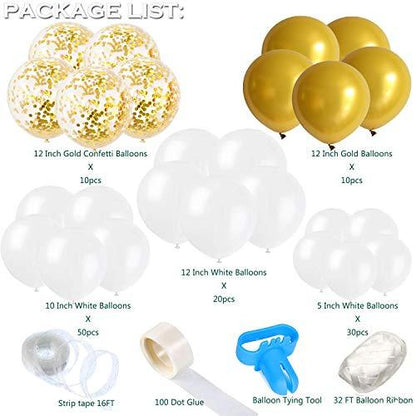 124Pcs White Gold Latex Balloon Arch Garland for Baby Shower Wedding Birthday - Lasercutwraps Shop