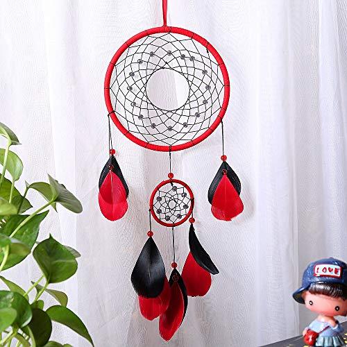 Red Dream Catchers, Dream Catcher for Wall Decor, Traditional Dreamcatcher Red Feather Wall Hanging Decoration - Lasercutwraps Shop