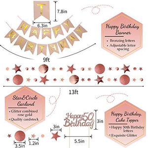 50th Birthday Decorations for Women, Happy Birthday Banner for Birthday Party Backdrop - Lasercutwraps Shop