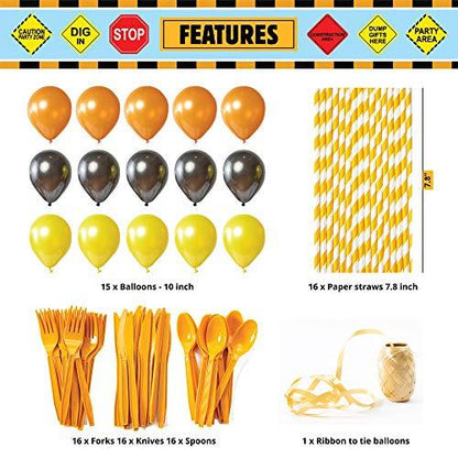 Construction Birthday Party Supplies (Serves 16), Truck Construction Party Supplies - Lasercutwraps Shop