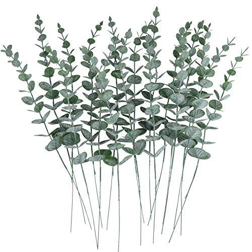 24pcs Artificial Eucalyptus Leaves Stems Real Grey Green Touch Branches for Home Office Centerpiece Wedding Banquet Flower Arrangement Decoration - Lasercutwraps Shop