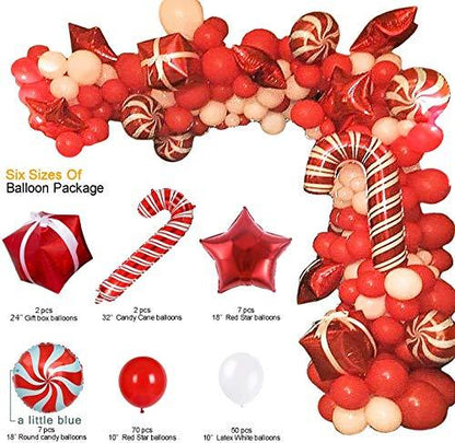 Christmas Balloon Garland Arch kit 144 Pieces with Christmas Red White Candy Balloons Christmas Party Decorations - Lasercutwraps Shop