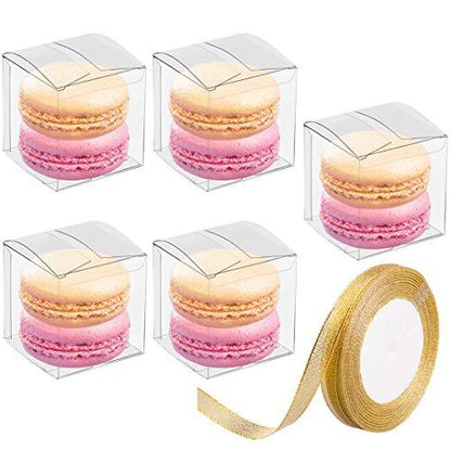 2x2x2 Inches Clear Boxes for Favors with Gift Ribbon 50 PCS Small Transparent - Lasercutwraps Shop