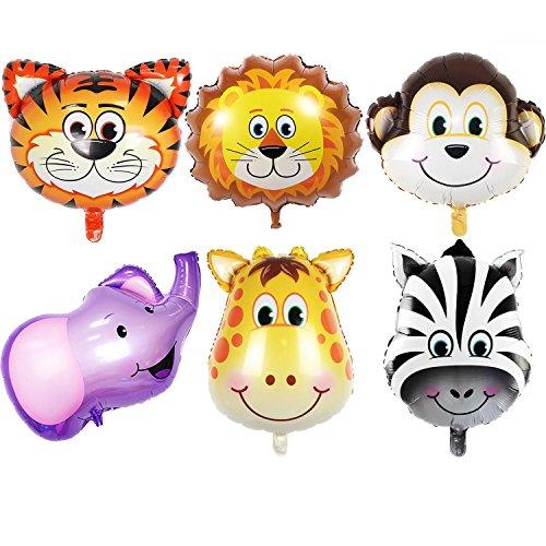 JUNGLE SAFARI ANIMALS BALLOONS - 6pcs Giant Zoo Animal Balloons Kit For Jungle Safari Animals Theme Birthday Party Decorations - Lasercutwraps Shop