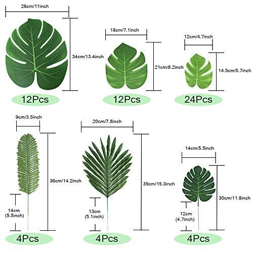 60 Pieces 6 Kinds Jungle Leaves with Stem Faux Monstera Leaves - Lasercutwraps Shop