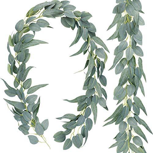 2 Pack Artificial Eucalyptus Garland Eucalyptus Vine, Composed of 2 Types of Eucalyptus Leaves for Room Decor, Artificial Greenery Garland for Wedding Backdrop Arch Decor - Lasercutwraps Shop