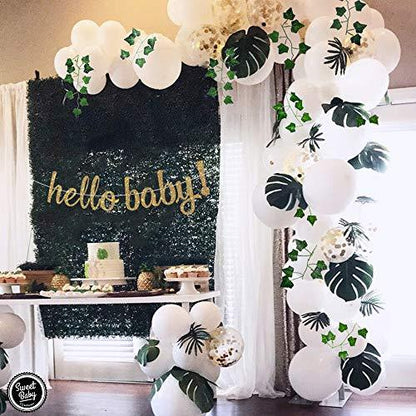 Boho Fake Greenery Baby Shower Decorations Neutral with Balloon Garland Arch Kit - Lasercutwraps Shop