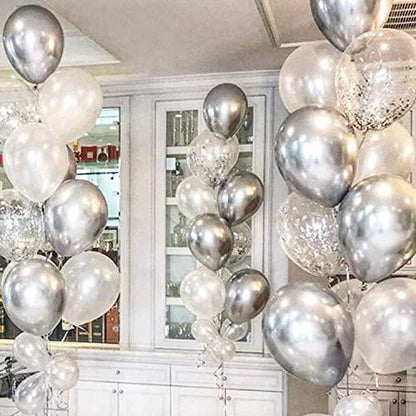 62pcs Blue Silver White Confetti Balloons Kit for Boy Birthday Baby Shower Graduation - Lasercutwraps Shop