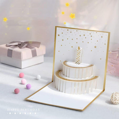 Foil Cake 3D Greeting Card Happy Birthday Handmade Birthday Gift Cute Birthday Card - Lasercutwraps Shop