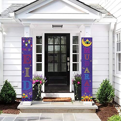 Eid Mubarak Decorations Set Eid Mubarak Porch Sign - Happy Eid Mubarak Banner Hanging Sign - Lasercutwraps Shop