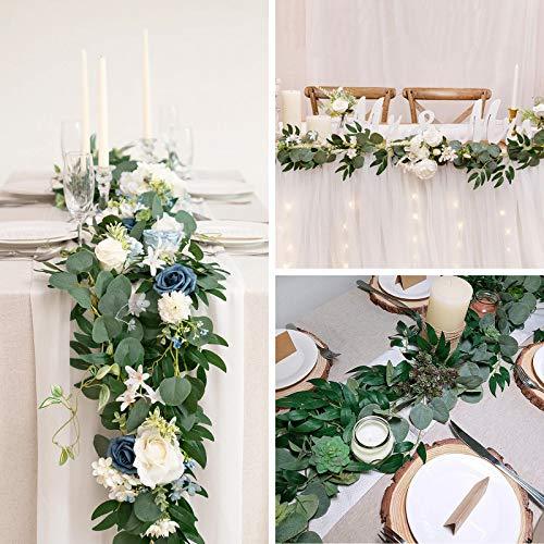 4 Pack 26 Feet Artificial Eucalyptus Garland with Willow Leaves for Wedding Table Decoration - Lasercutwraps Shop