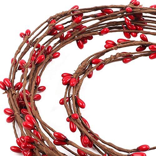 59 Feet Red Pip Berry Garland for Christmas Indoor Outdoor Decorations - Lasercutwraps Shop