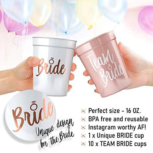 11 Pack Bride & Team Bride Bachelorette Party Cups Bridal Shower Decorations & Party Supplies for The Bride - Lasercutwraps Shop