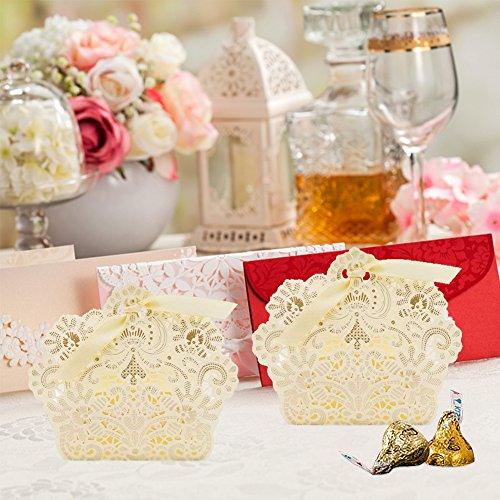 100pcs Wedding Party Favor Boxes,Lace Candy Boxes Laser Cut Boxes Cajitas Para Dulces for Wedding Bridal Shower Baby Shower Birthday Party(Gold) - Lasercutwraps Shop