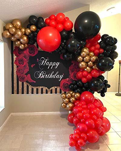 Red Black Metallic Gold DIY Balloon Arch Garland Kit-Party Supplies Metallic Gold, Red, Black Balloons for Baby&Bridal Shower, Birthday Party, Wedding, Grad, Anniversary Party - Lasercutwraps Shop