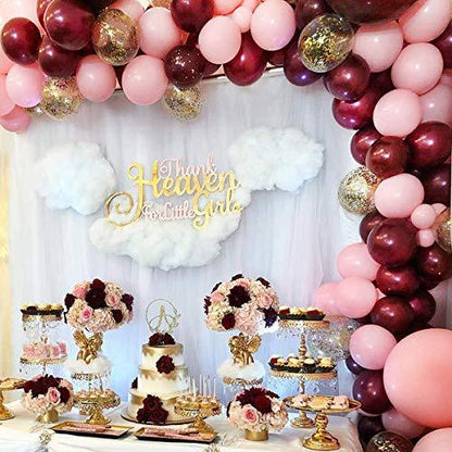 119Pcs Burgundy Pink Balloon Arch Garland Kit for Baby Shower Wedding Birthday Party Decorations - Lasercutwraps Shop