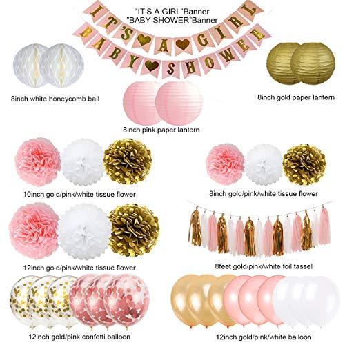 Pink and Gold Baby Shower Decoration Set for Baby Girl - Lasercutwraps Shop