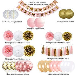 Pink and Gold Baby Shower Decoration Set for Baby Girl - Lasercutwraps Shop