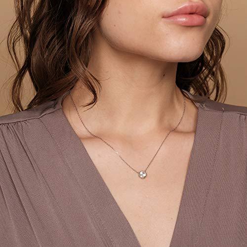 14K Yellow Gold Plated 1.00 ct (D Color, VVS Clarity) CZ Simulated Diamond Bezel-Set Solitaire Choker Necklace | Necklace for Women - Lasercutwraps Shop