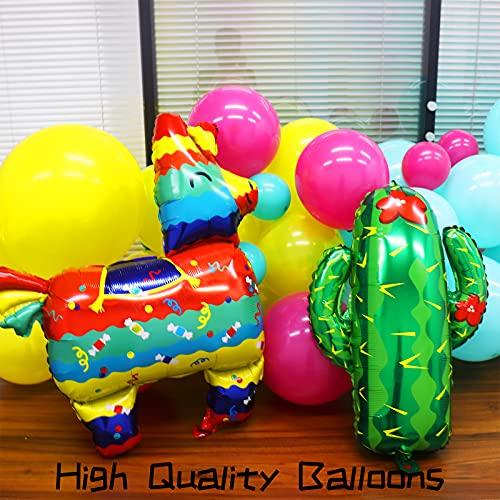 130pcs Mexican Fiesta Cactus Party Decorations Balloon Arch Garland Kit with Giant Cactus Llama Foil Balloons - Lasercutwraps Shop