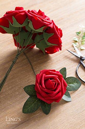 Artificial Flowers 25 Pcs Fake Red Roses Foam Roses with Stems for DIY Wedding Bouquets Party Home Decor Valentines Day - Lasercutwraps Shop