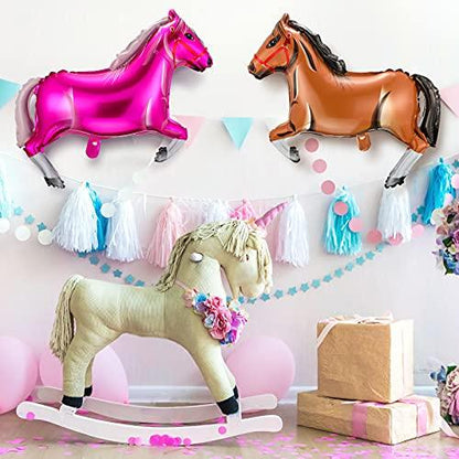 6 Pieces 33 Inches Horse Balloon Horse Themed Foil Balloon for Birthday Baby Shower - Lasercutwraps Shop