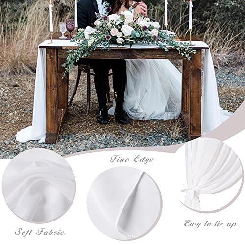 10ft White Chiffon Table Runner 2 Packs 28x120 Inches Romantic Rustic Wedding Table Runner Overlay Sheer Bridal Party Decorations - Lasercutwraps Shop