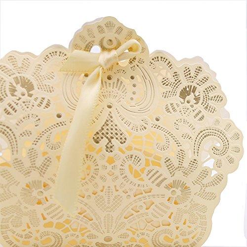 100pcs Wedding Party Favor Boxes,Lace Candy Boxes Laser Cut Boxes Cajitas Para Dulces for Wedding Bridal Shower Baby Shower Birthday Party(Gold) - Lasercutwraps Shop