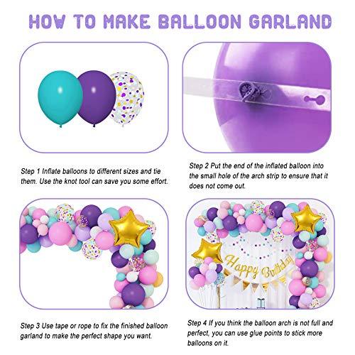 202Pcs Unicorn Birthday Balloons Arch Garland Kit, Confetti Latex Foil Purple Pink Balloons with Happy Birthday Banner - Lasercutwraps Shop