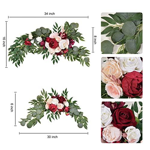 Artificial Wedding Arch Flowers, Eucalyptus Leaves Large Rose&Peony Floral Swags - Lasercutwraps Shop