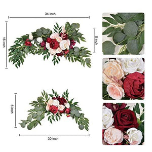 Artificial Wedding Arch Flowers, Eucalyptus Leaves Large Rose&Peony Floral Swags - Lasercutwraps Shop