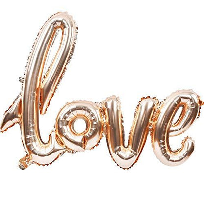 Large Rose Gold Love Foil Balloons Banner,42 Inch Mylar Foil Letters Balloons Reusable Ecofriendly Material for Wedding Bridal Shower Anniversary Engagement Party Decorations Supplies - Lasercutwraps Shop