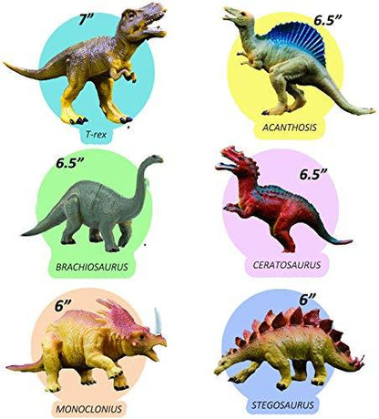 Realistic Dinosaur Figure Toys, 6 Pack 7" Large Size Plastic Dinosaur Set for Kids Birthday - Lasercutwraps Shop