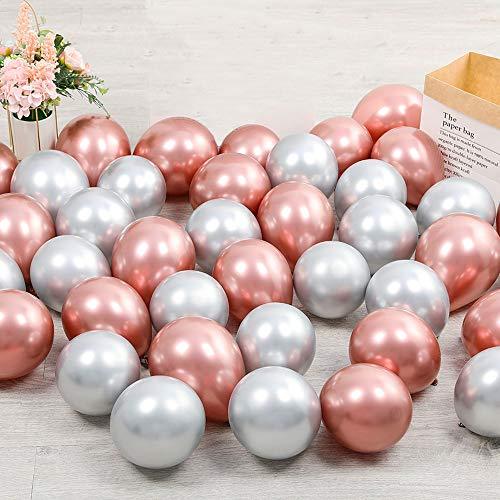 100pcs 5inch Tiny Rose Gold Silver Chrome Metallic Latex Balloons for Birthday Party Bridal Baby Shower Engagement Wedding Party Decorations (Rose Gold Silver) - Lasercutwraps Shop