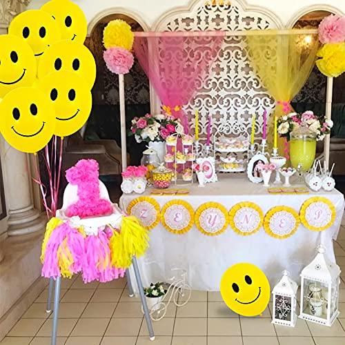 Yellow Smiley Face Balloons 12" 30 Pcs Printed Latex Balloons Brightly colored Emoji Balloon for Kid Birthday Party Children Cartoon Theme Decoration Party Supplies - Lasercutwraps Shop
