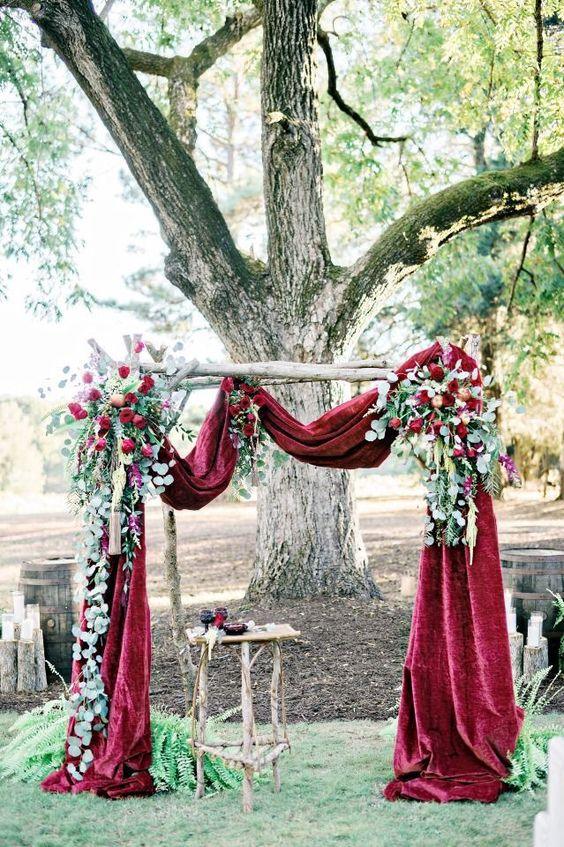 Burgundy Wedding Arch Draping Panels for Wedding Ceremony - Lasercutwraps Shop