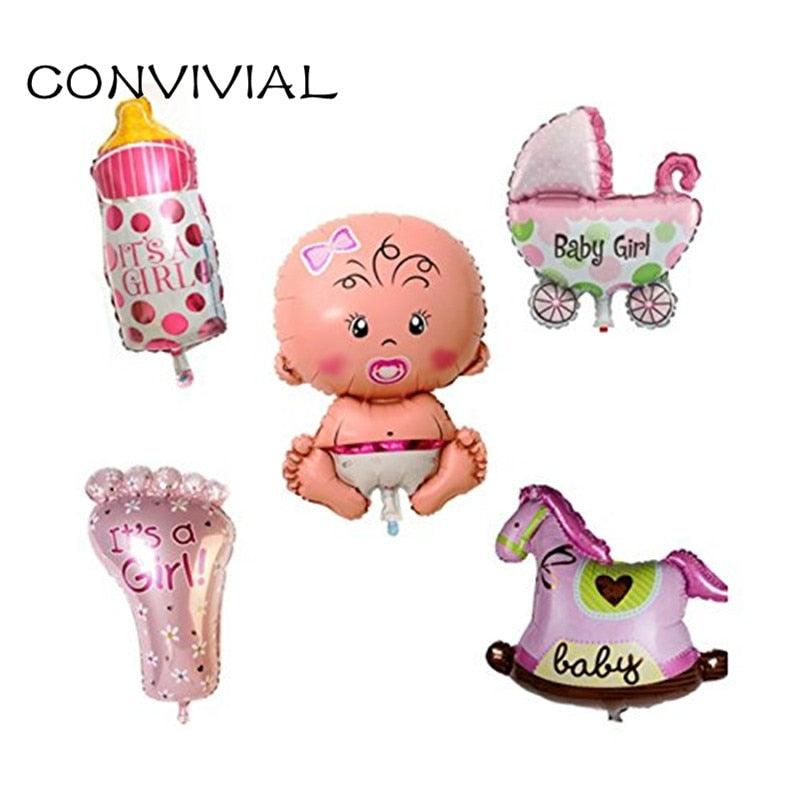 5pcs Mini Globos Foil Balloons 1th Birthday Baby Stroller Ball Kids Toy Baby Shower Birthday Party Decorations - Lasercutwraps Shop