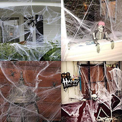 900 sqft Spider Webs Halloween Decorations Bonus with 30 Fake Spiders, Super Stretch Cobwebs for Halloween Indoor and Outdoor Party Supplies - Lasercutwraps Shop