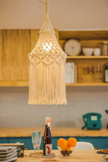 Macrame Lamp Shade Boho Hanging Pendant Light Cover - Lasercutwraps Shop