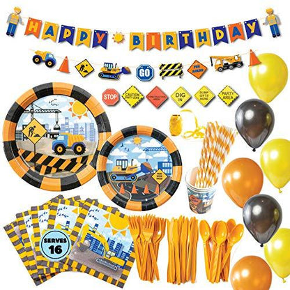 Construction Birthday Party Supplies (Serves 16), Truck Construction Party Supplies - Lasercutwraps Shop