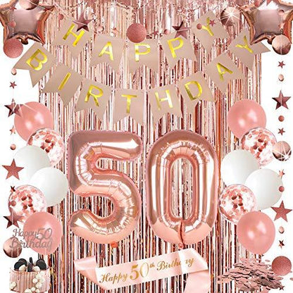 50th Birthday Decorations for Women, Happy Birthday Banner for Birthday Party Backdrop - Lasercutwraps Shop