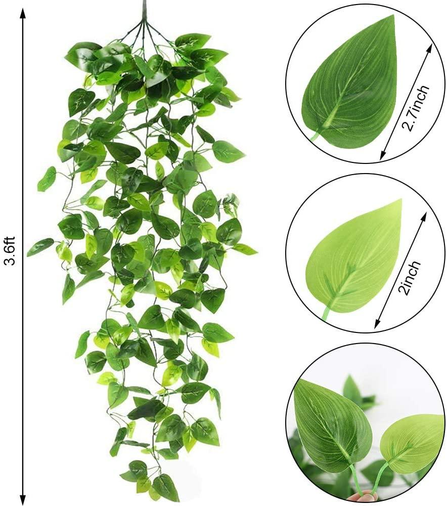 2pcs Artificial Hanging Plants 3.6ft Fake Ivy Vine Fake Ivy Leaves for Wall House Room Patio Indoor Outdoor Decor (No Baskets) - Lasercutwraps Shop
